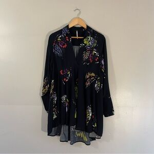 Free people boho whimsygoth black multicolored butterfly tunic dress small